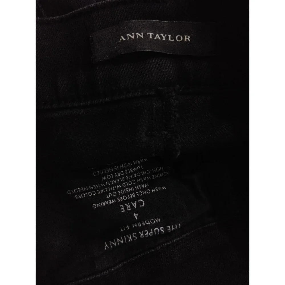 3/$20 Ann Taylor Modern Fit Black Blue Colorblock Super Skinny Jeans Size 4 - Picture 7 of 8
